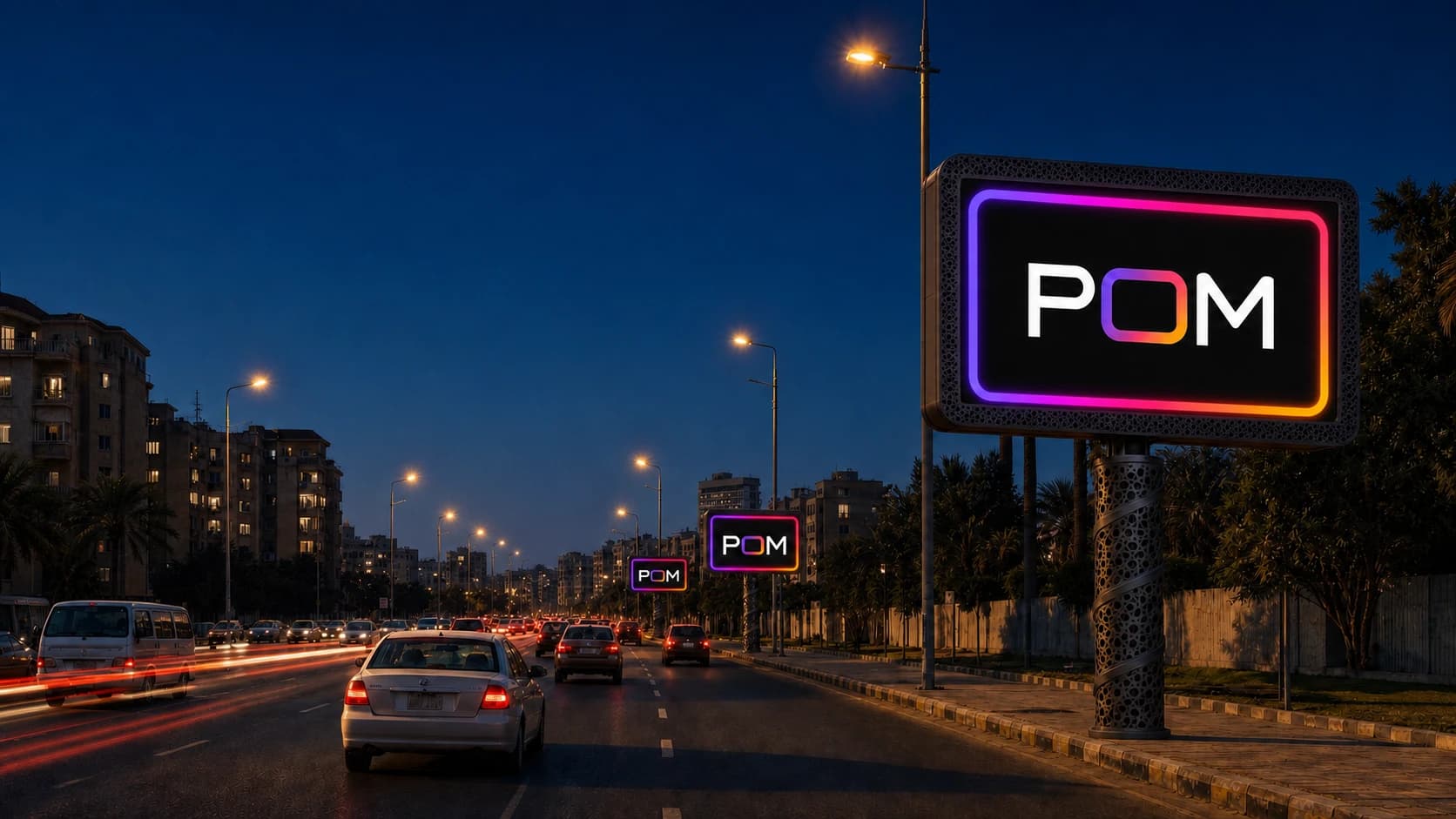 POM outdoor media network on a Cairo boulevard